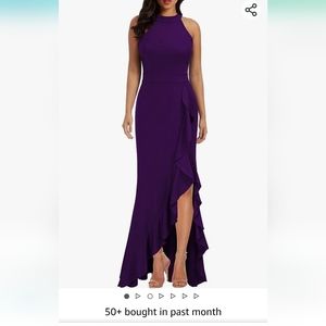 WOOSEA Women's XL High Neck Split Mermaid Evening Cocktail Dress